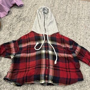 Cropped flannel with hood